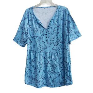 Blue boho floral knit top sz 3XL